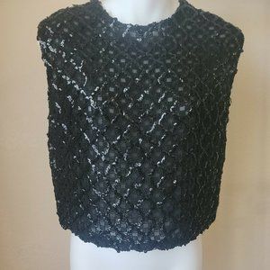 Koret of California True Vintage Knit crew neck black vest with sequins Small